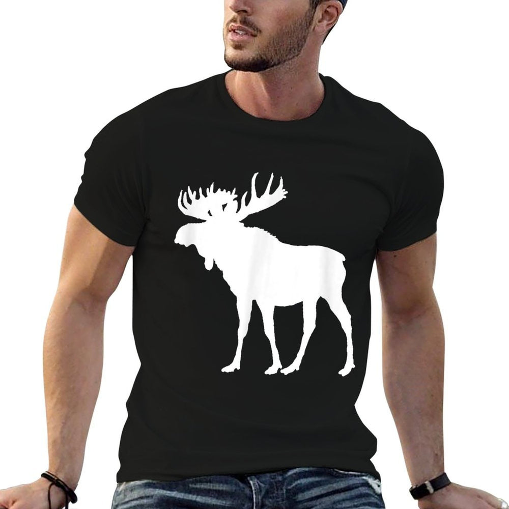 Lovely Christmas Holiday Moose White Silhouette Ts  Odor-resistant T-Shirt