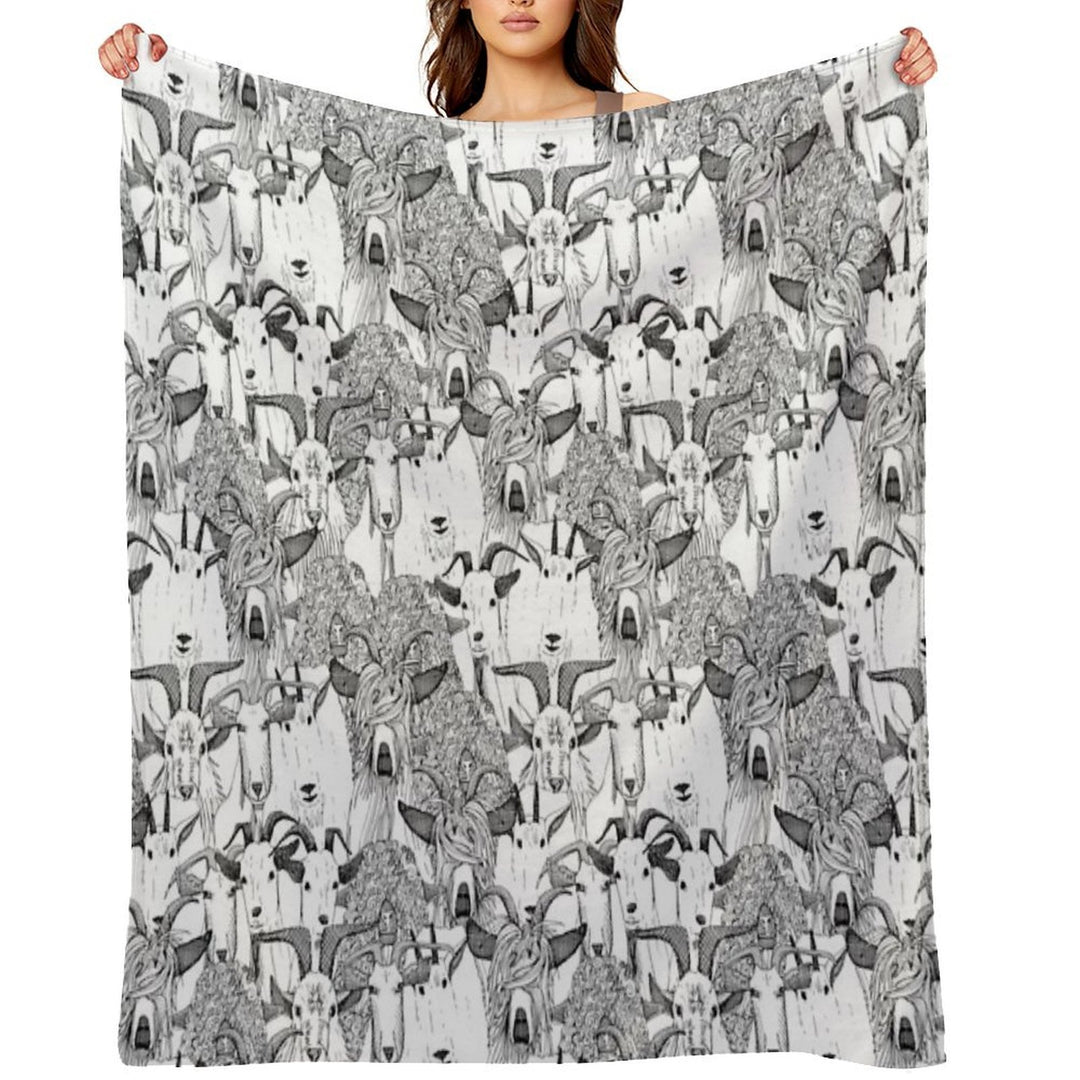 Just Goats Black White Durable Throw Blanket