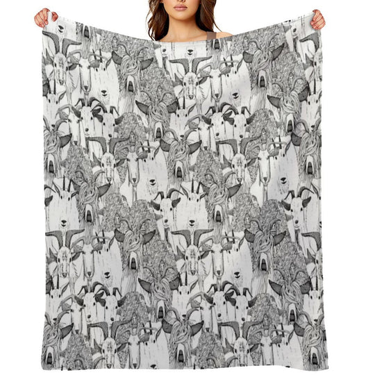 Just Goats Black White Durable Throw Blanket