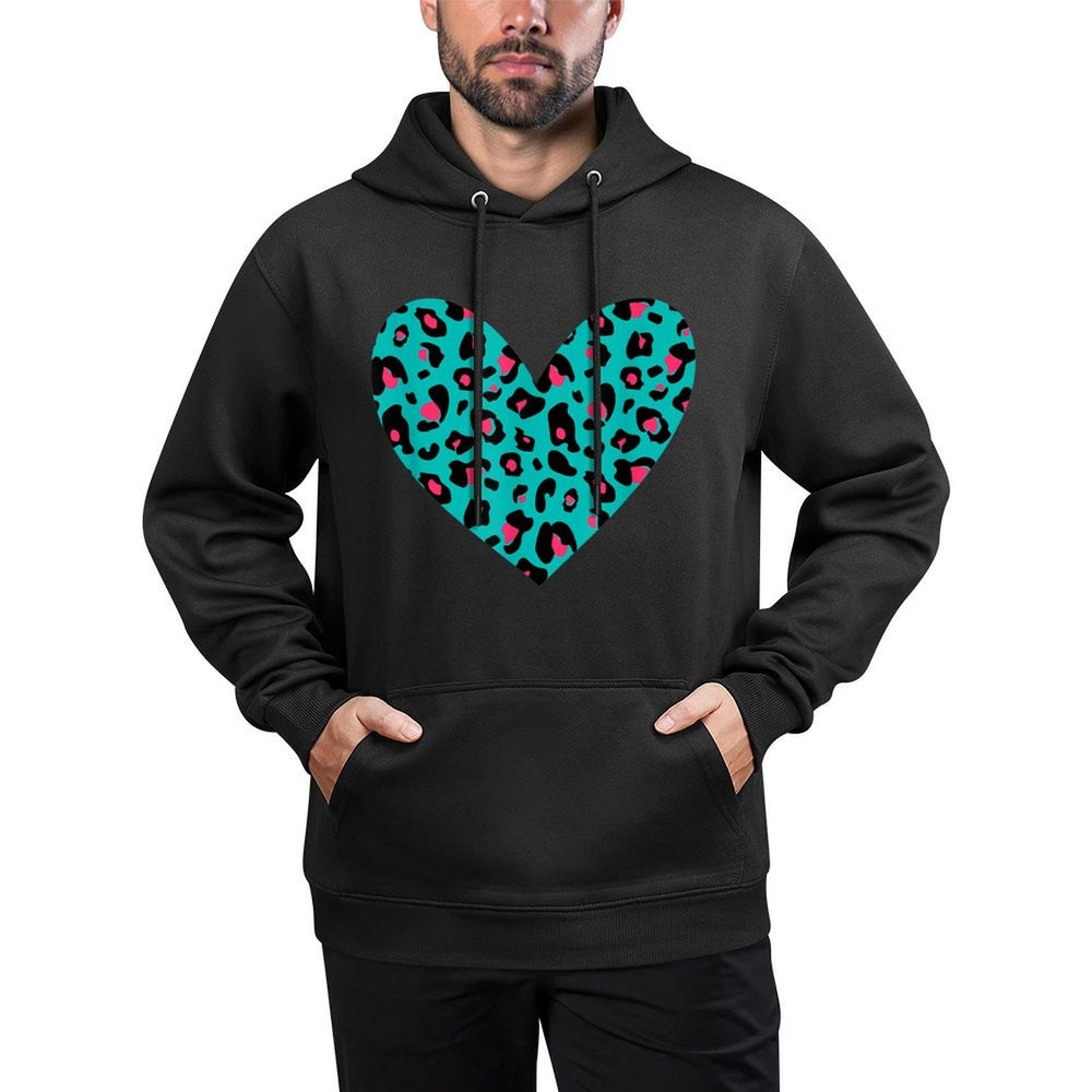 Leopard Pattern Heart  Pink  Blue Cheetah Print Design Customizable Surface Hoodie