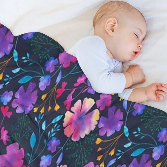 Fluro Floral Watercolour Flower Pattern Easy Care Throw Blanket