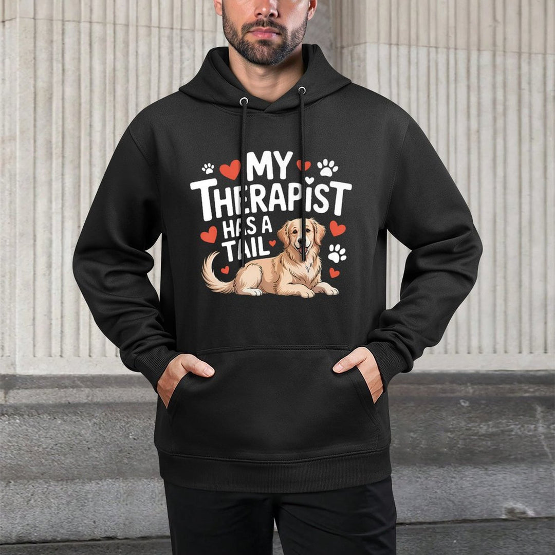 My Therapist Has A Tail Cute Golden Retriever Therapy Dog Premium Pilling-Resistant Hoodie