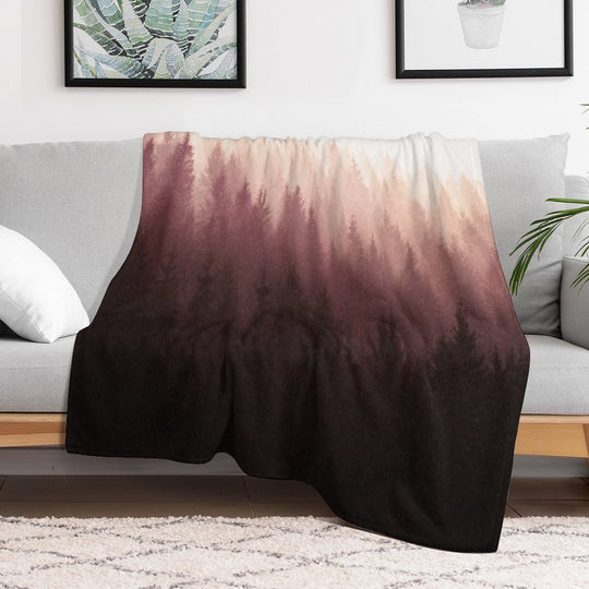 Chasing Light  Exploring A Vintage Mountain Fairytale Wilderness Forest With Cascadia Trees Covered In Magic Fog Plush Throw Blanket