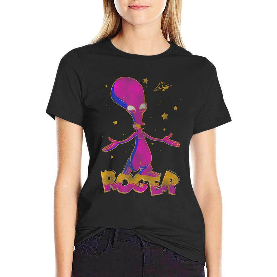 American Dad Outer Space Roger Cartoon  Oversized Silhouette T-Shirt