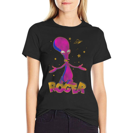 American Dad Outer Space Roger Cartoon  Oversized Silhouette T-Shirt