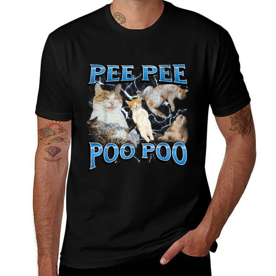Pee Pee Poo Poo Funny Offensive Cat Meme Bootleg Graphic  Lightweight T-Shirt