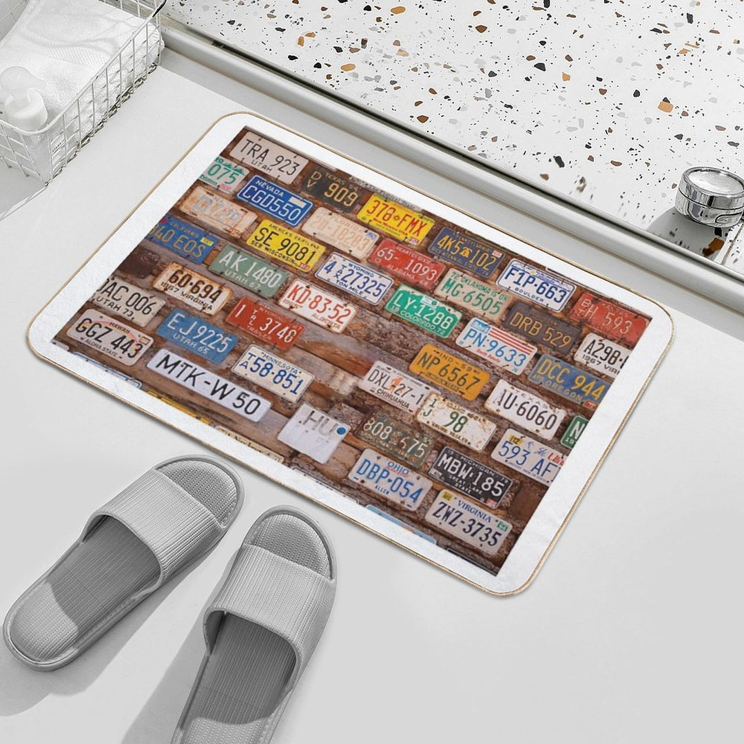 Licence Plate Wall  Odorless Bath Mat
