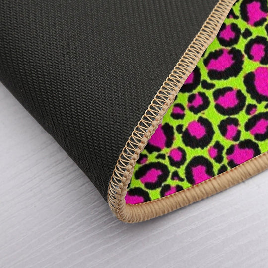 Neon Green Pink Leopard Print Seamless Pattern Art  Non-Slip Bath Mat
