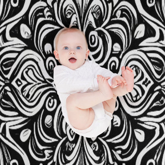 Sketched Traditional Pattern Digital Painting Travel-friendly Throw Blanket