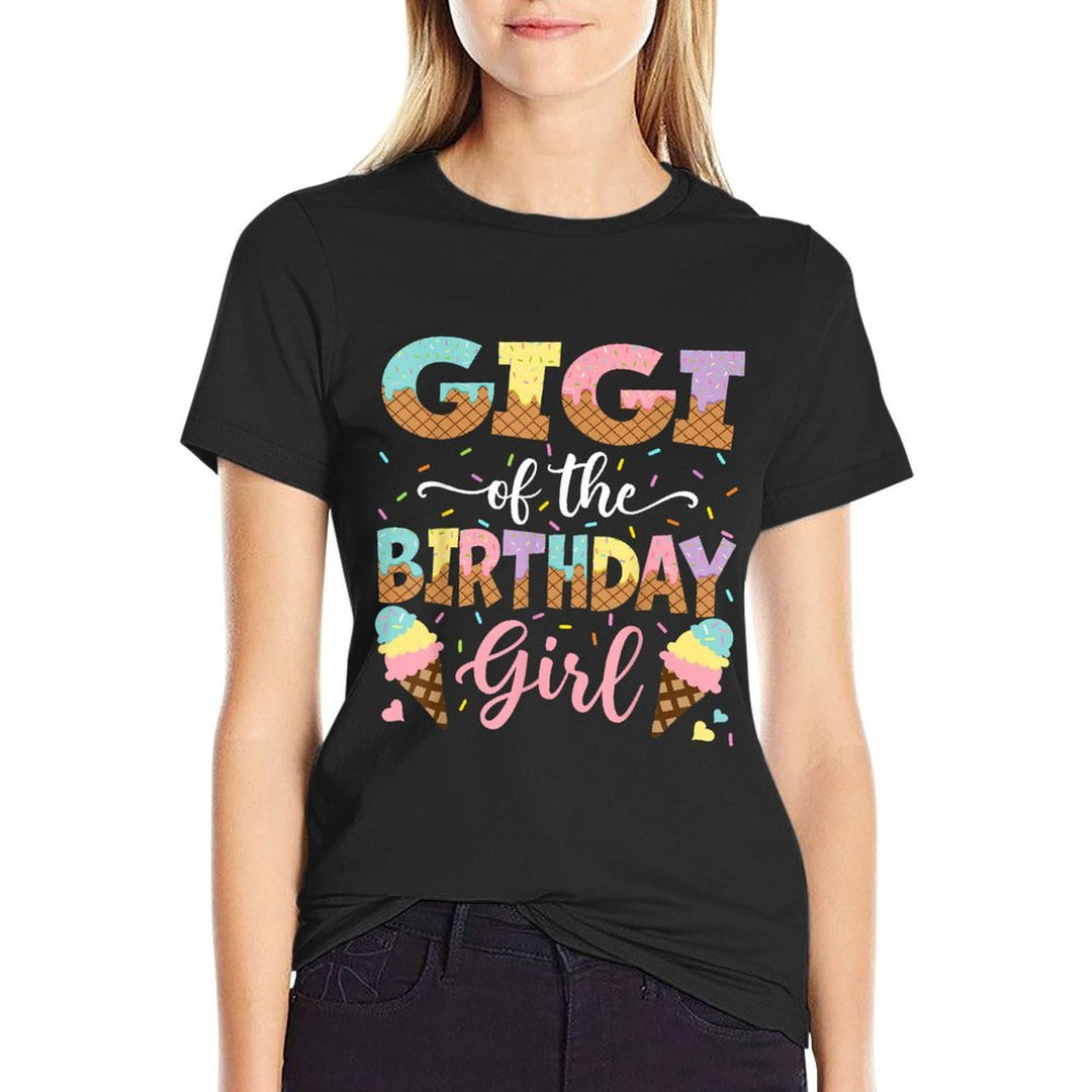 Gigi Of The Birthday Girl Ice Cream Lover Party  Heathered Texture T-Shirt