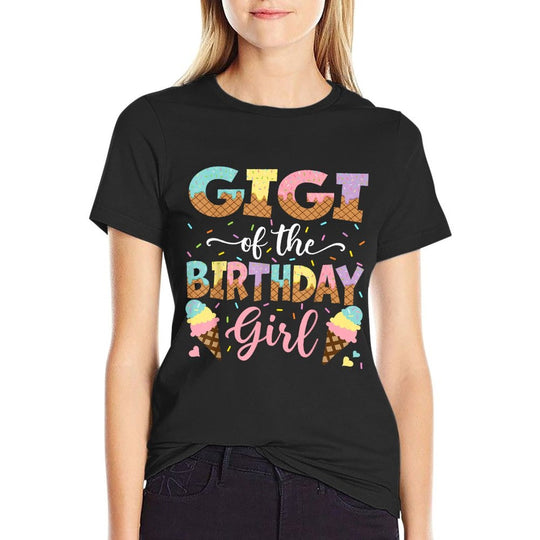 Gigi Of The Birthday Girl Ice Cream Lover Party  Heathered Texture T-Shirt