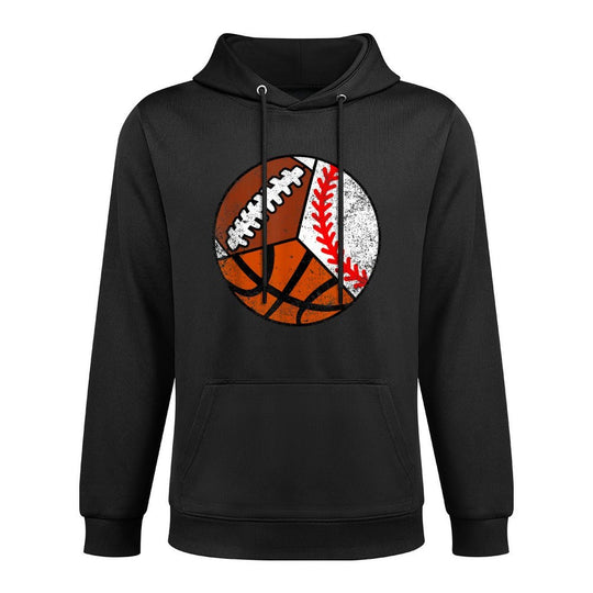 Football Baseball Basketball Player Funny Ball Sport Cotton-Polyester Blend Hoodie