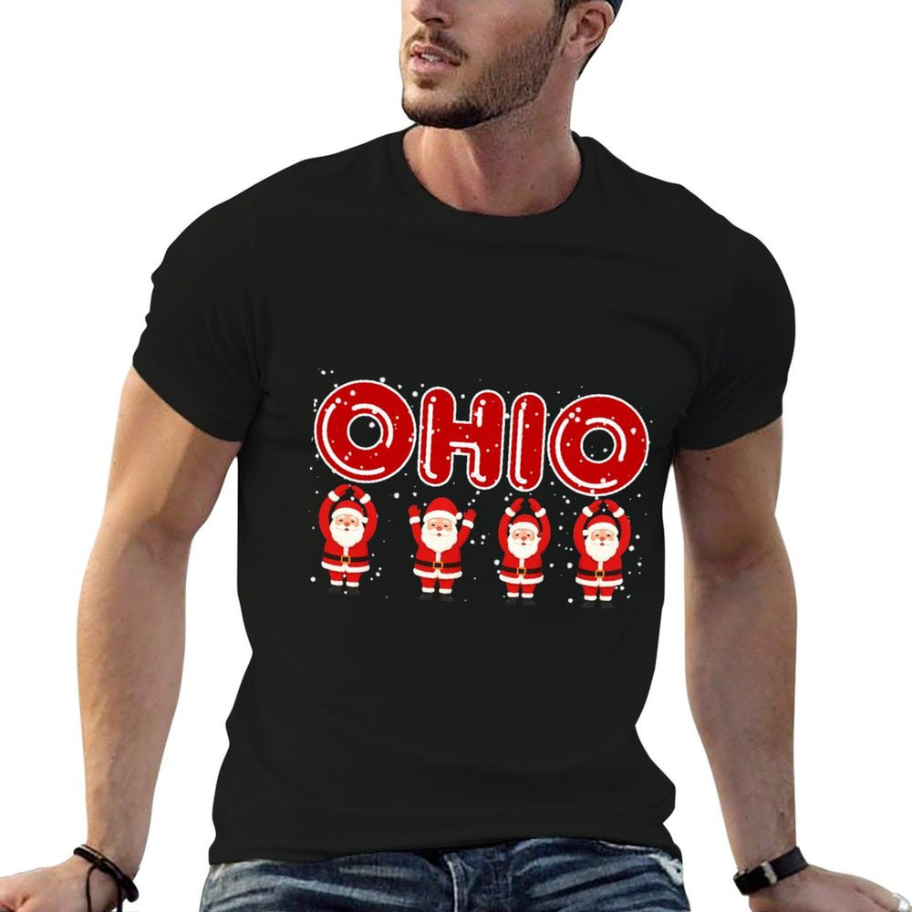 O-H-I-O State Vintage Funny Santa Ohio Christmas Vibes Sweatshirt  Durable T-Shirt