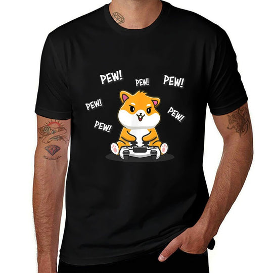 Funny Kawaii Kids Video Gamer Pew Meme Hamster Lover  Cotton T-Shirt