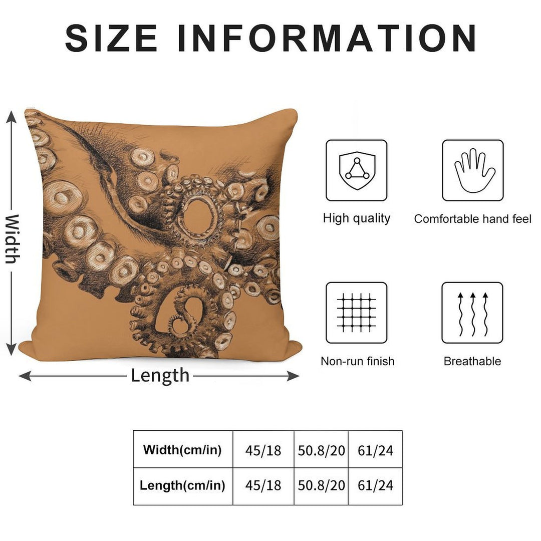 Octopus Tentacle Two-Tone Drawing Soft Bedroom Essential Throw Pillow