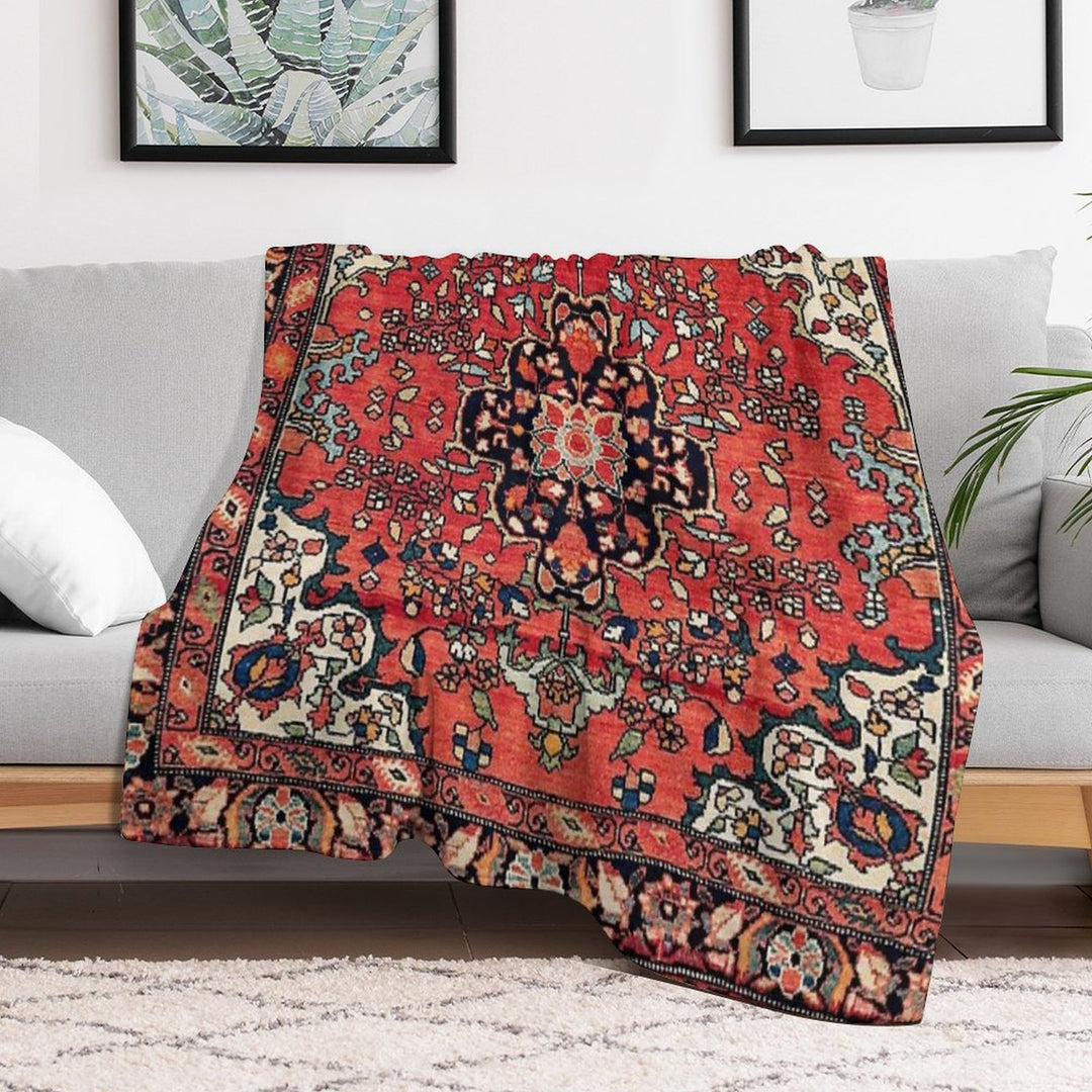 Farahan Arak West Persian Poshti Print Compact Throw Blanket