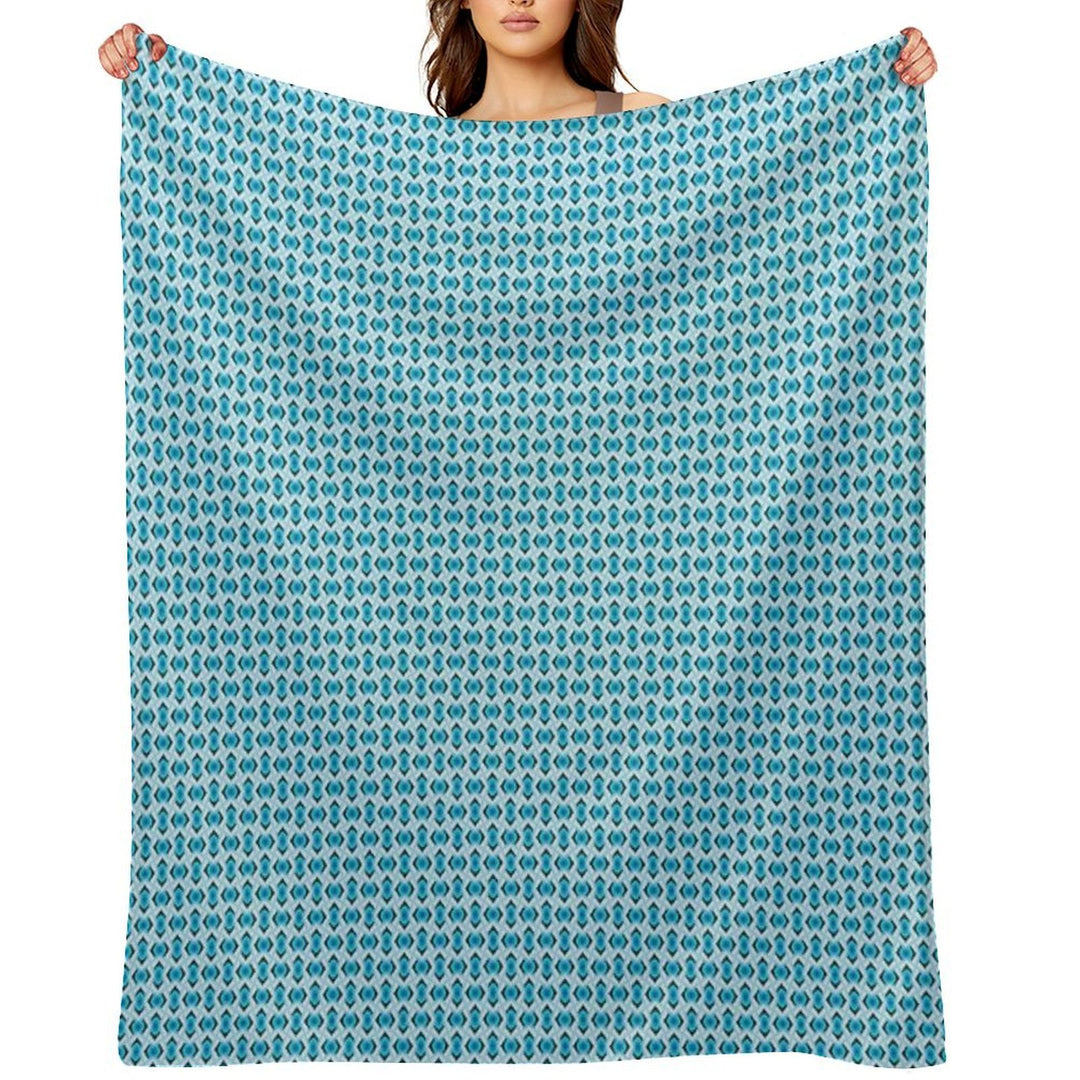 Overlapping Aqua Blue Diamonds Durable Throw Blanket
