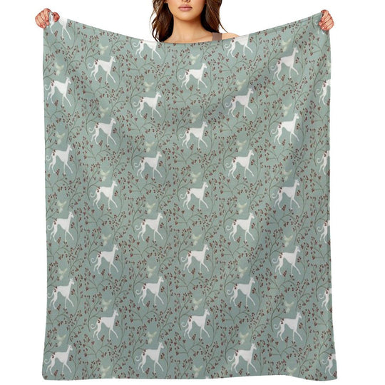 A Greyhound And His Bird Friend Sustainable Throw Blanket