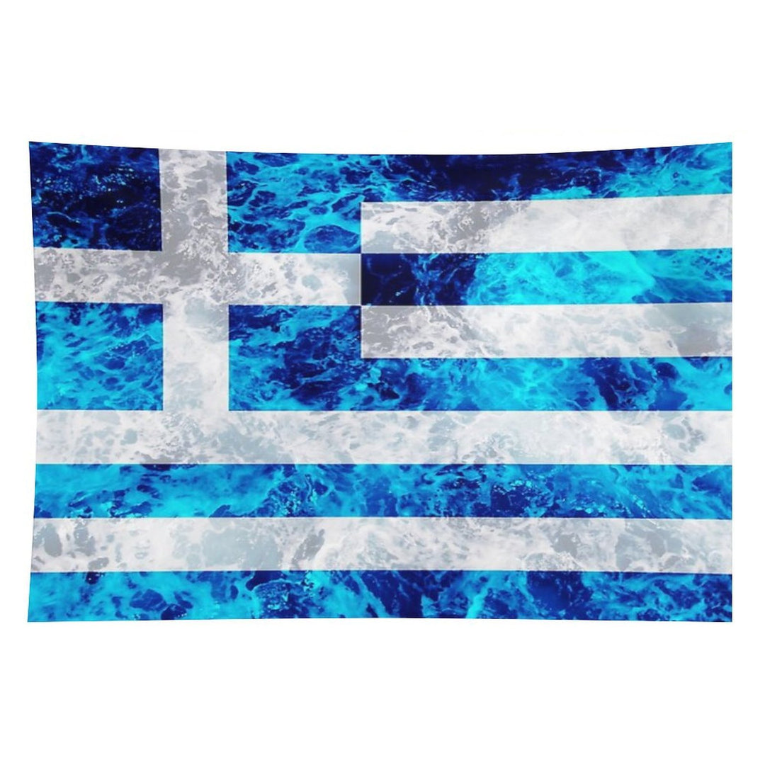 Flag of Greece - Ocean Waves Navy Naval Nautical Sailor Sea Cool Flags Tapestry