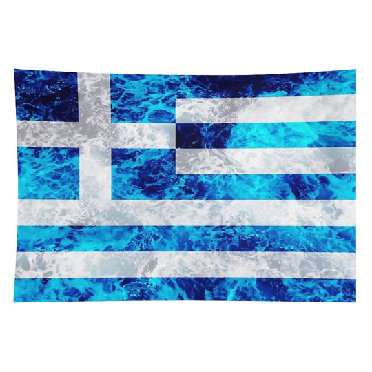 Flag of Greece - Ocean Waves Navy Naval Nautical Sailor Sea Cool Flags Tapestry