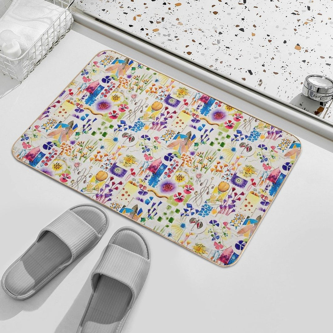 Painted Flowers Collage  Non-Slip Bath Mat