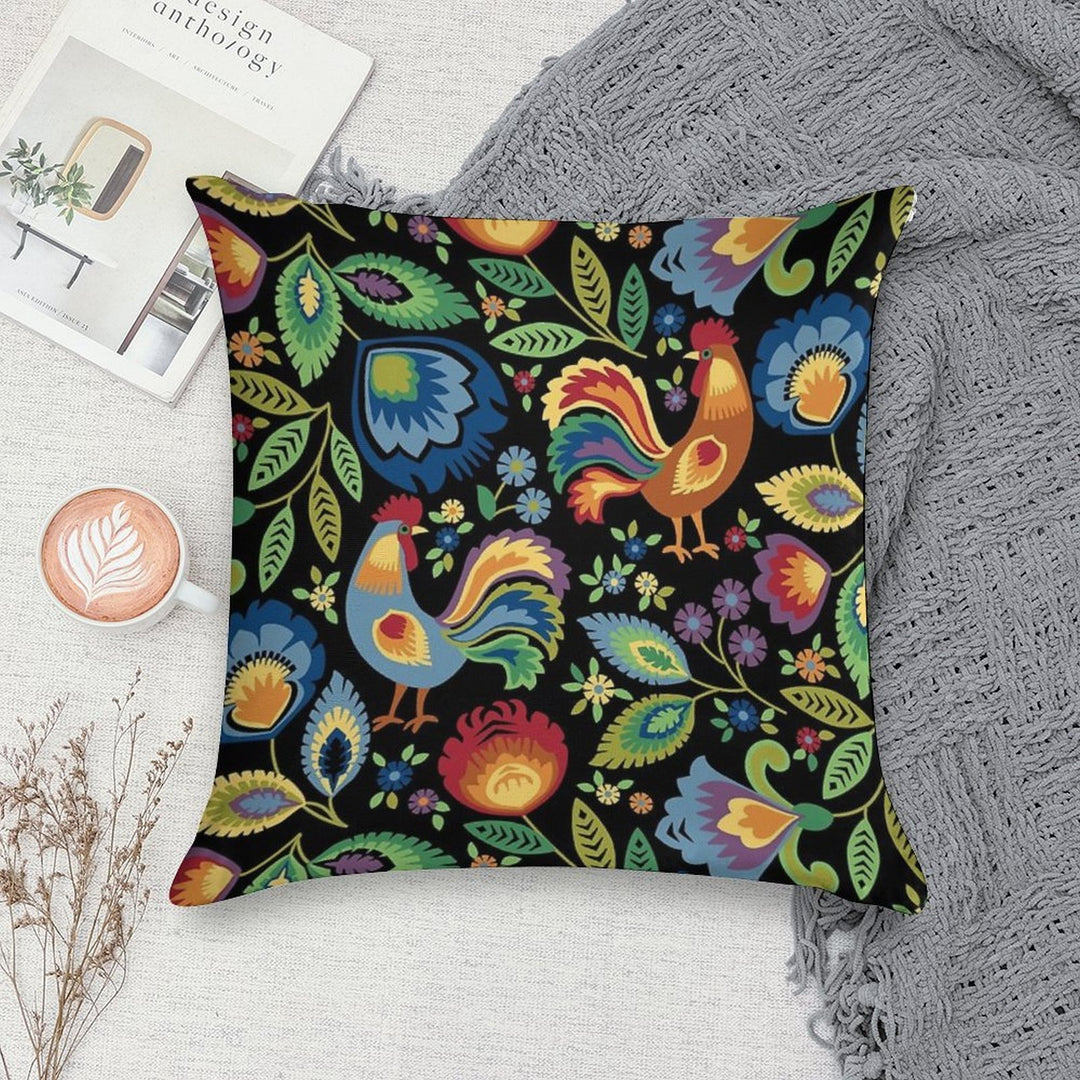 Polish Folk Roosters Soft Bedroom Essential Throw Pillow