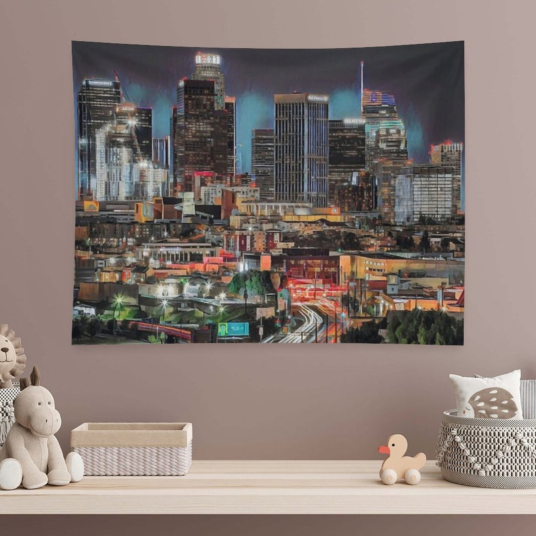 Los Angeles at Night Tapestry