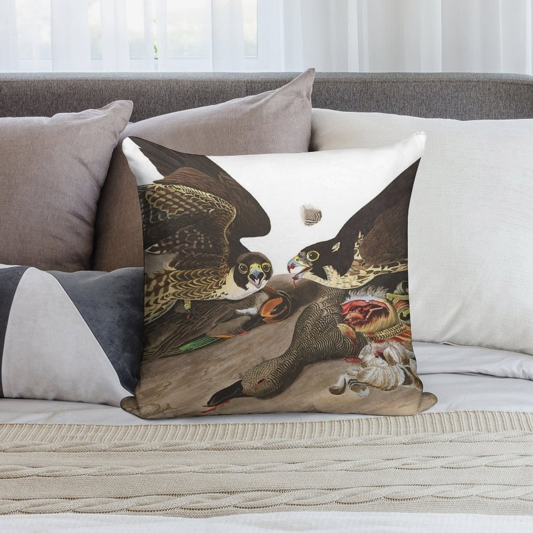 Peregrine Falcon - John James Audubon Soft Home Decor Throw Pillow