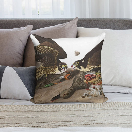 Peregrine Falcon - John James Audubon Soft Home Decor Throw Pillow