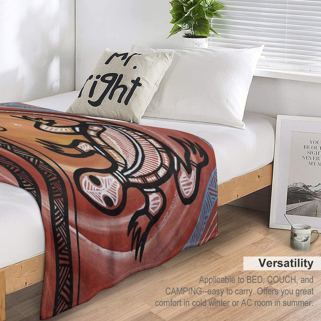 Authentic Aboriginal Art - Lizard Velvety-soft Throw Blanket