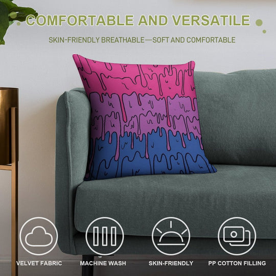Pastel Kawaii Melting Bisexual Pride LGBTQ Design Soft High-Density Material Throw Pillow