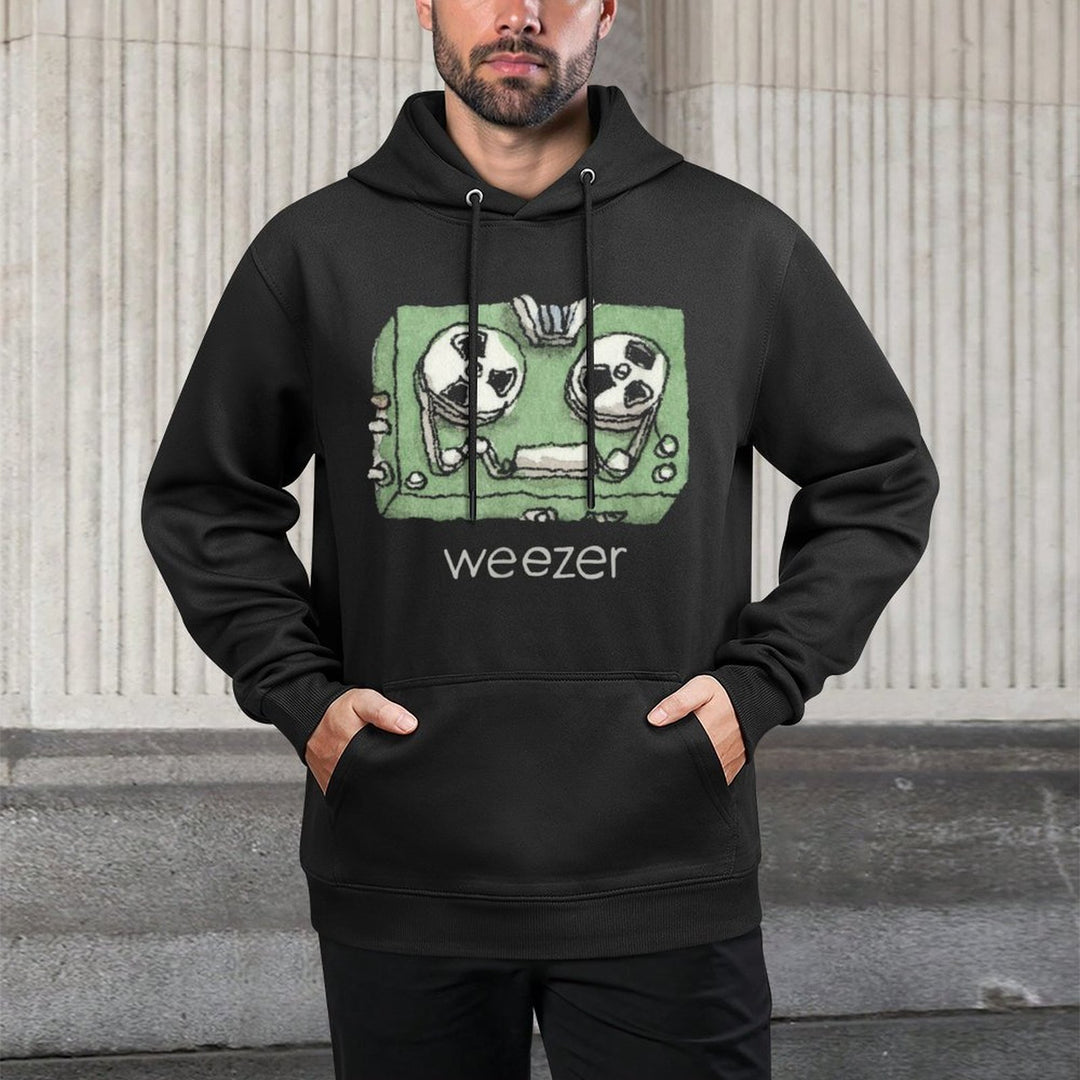 Weezer Black Unisex - Small - - Crew Neck - Modern Letter Print - Official Merchandise Adjustable Hood Hoodie