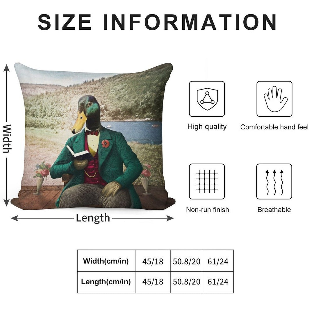 Monsieur Mallard Reading An Improving Book Soft Washable Throw Pillow