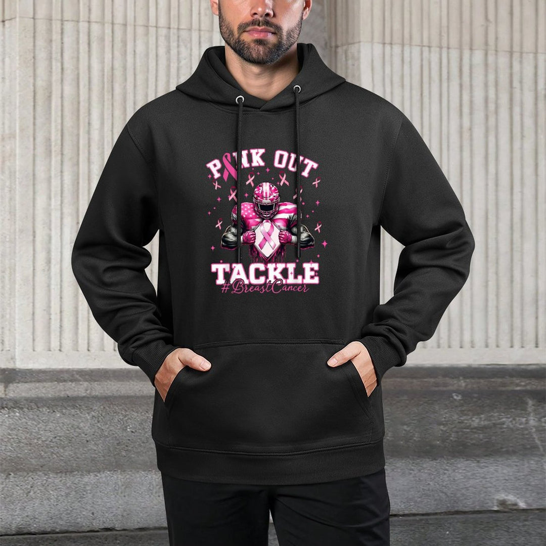 Pink Out Tackle Breast Cancer Football Pink Ribbon Womens Casual Wear Hoodie