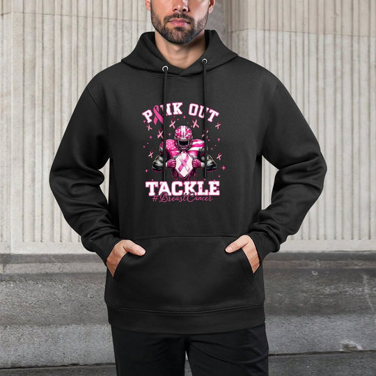 Pink Out Tackle Breast Cancer Football Pink Ribbon Womens Casual Wear Hoodie