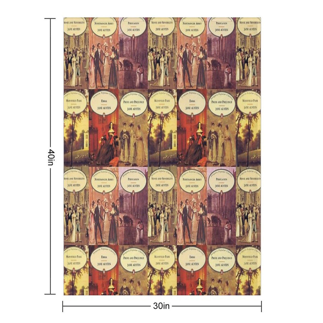Jane Austen Vintage Books Plush Throw Blanket