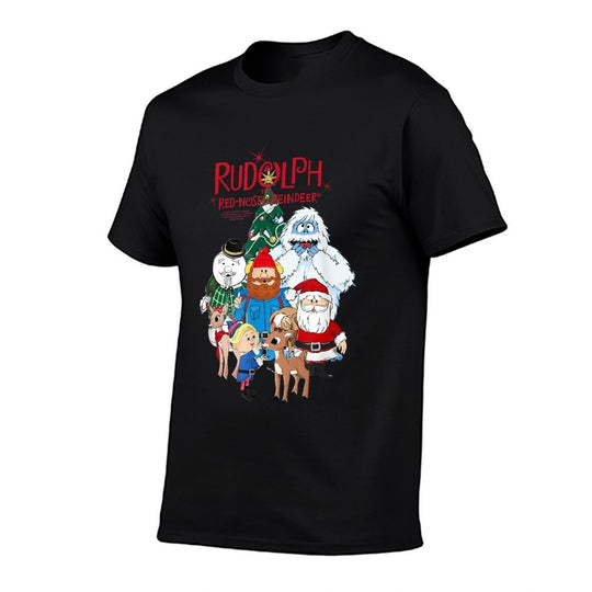 Rudolph Characters with Christmas Tree Retro Holiday  Quick-drying T-Shirt