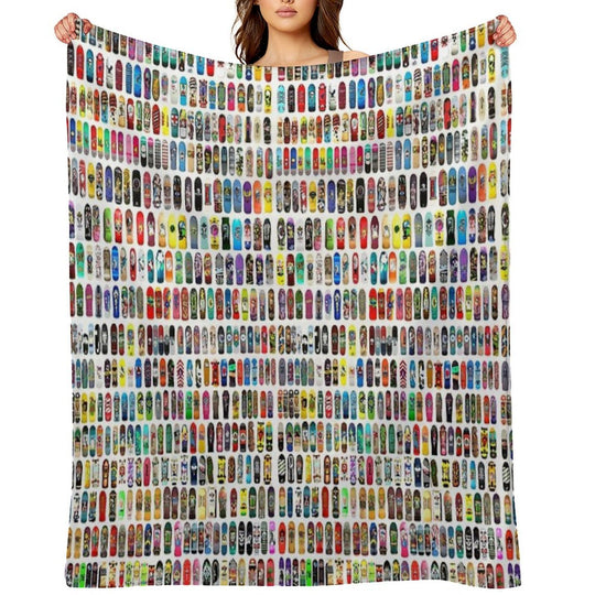 Vintage Skateboard Print Anti-pilling Throw Blanket
