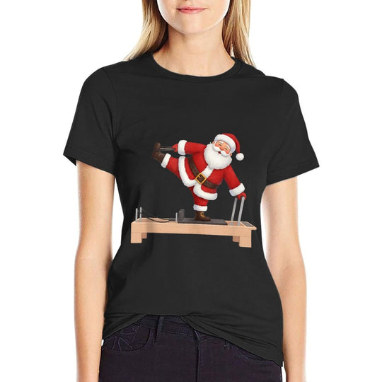 Funny Santa Doing Reformer Pilates Christmas Xmas Pilates  Heathered Texture T-Shirt