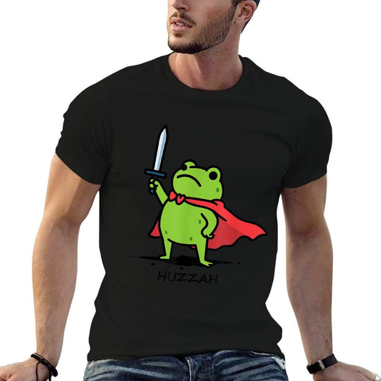 Huzzah Frog Knight Brave Frog with Sword Funny Meme Boy Girl  Soft T-Shirt