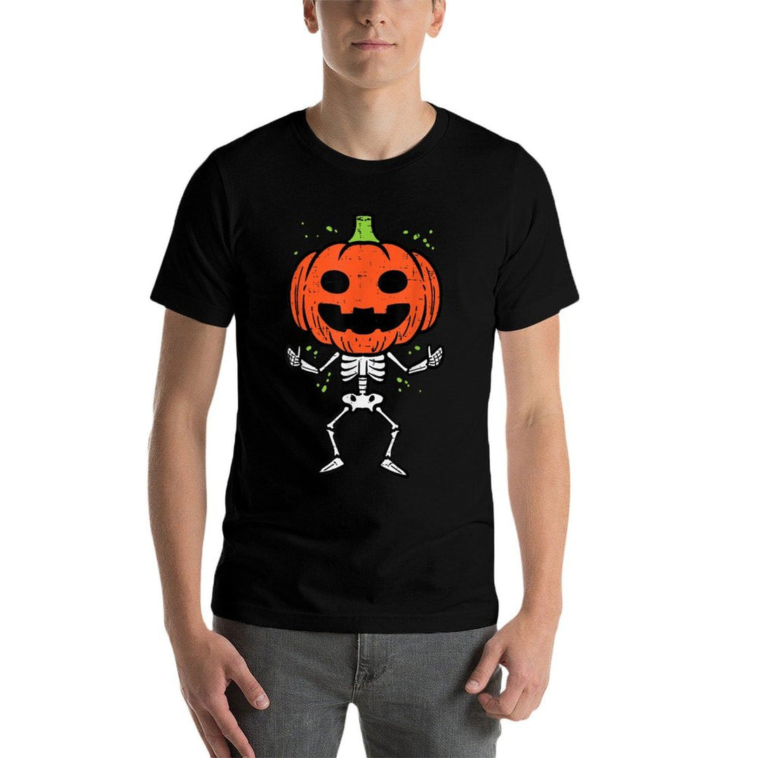 Halloween Skeleton Pumpkin Face Costume Men Women Kids Boy  Versatile T-Shirt