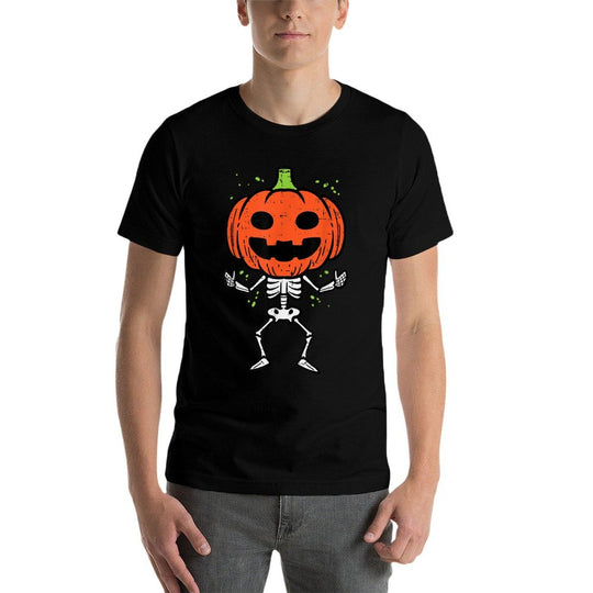 Halloween Skeleton Pumpkin Face Costume Men Women Kids Boy  Versatile T-Shirt
