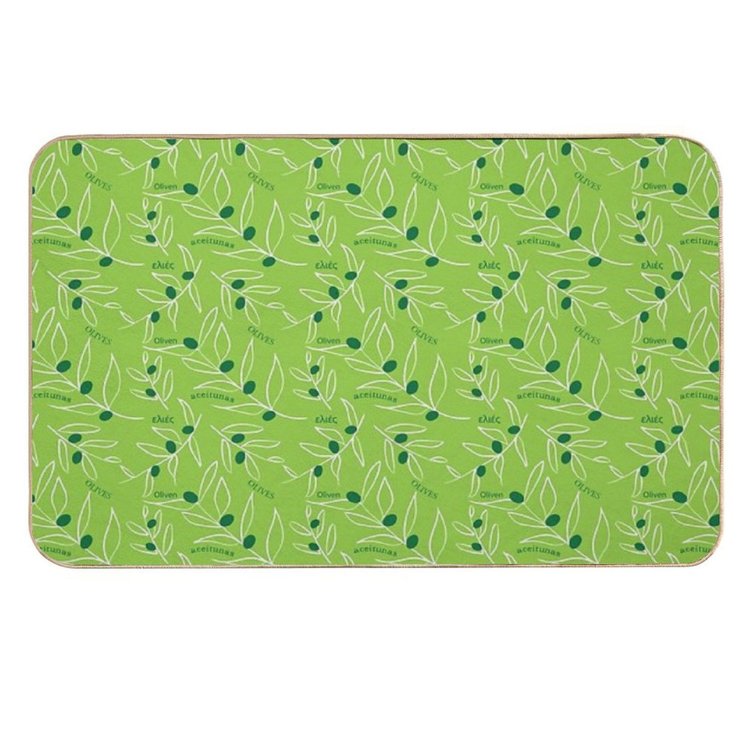 Green Olive Pattern  Pet-Safe Bath Mat