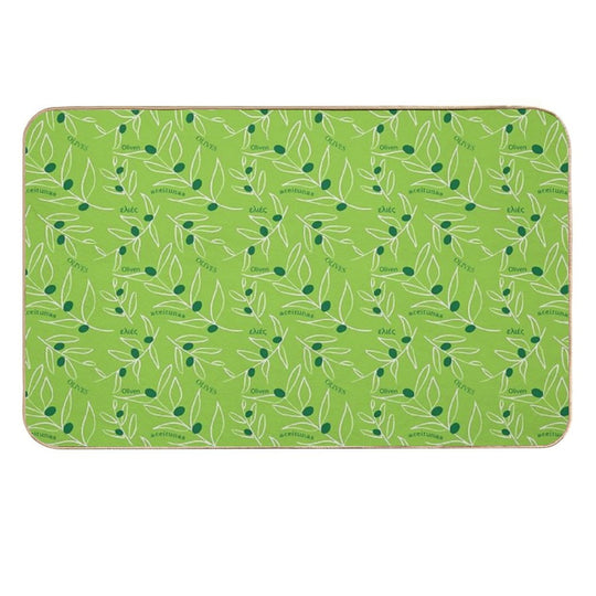 Green Olive Pattern  Pet-Safe Bath Mat