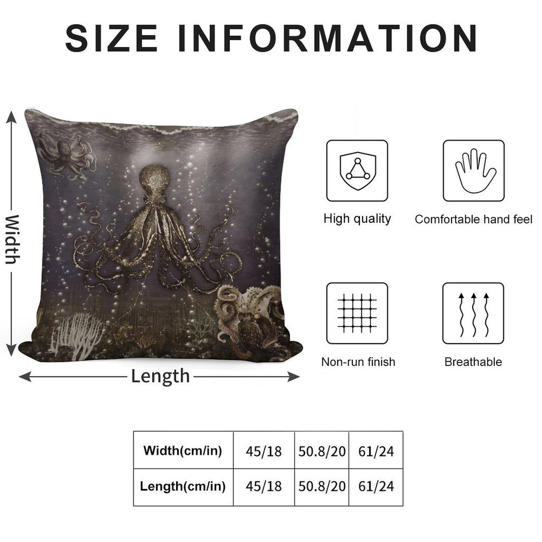 Octopus' Lair - Old Photo Soft Decorative Cover Throw Pillow