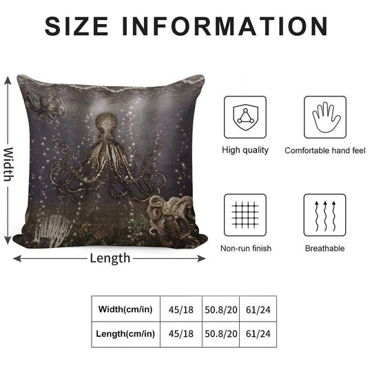 Octopus' Lair - Old Photo Soft Decorative Cover Throw Pillow