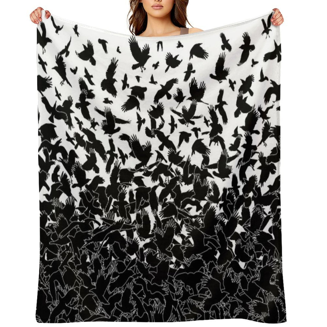 Raven Crow Flying Birds Abstract Goth Halloween Pattern Velvety-soft Throw Blanket