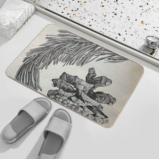 Parry Pine Vintage Etched Plate  Absorbent Bath Mat