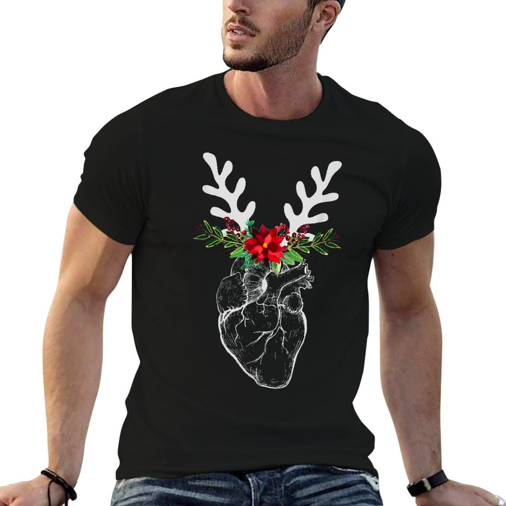 Nurse Heart Anatomy Reindeer Heart Cath Lab RN Cardiology Hu  Odor-resistant T-Shirt
