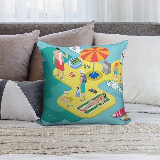 Beach Life - Summer Holidays Soft Multiple Sizes Throw Pillow